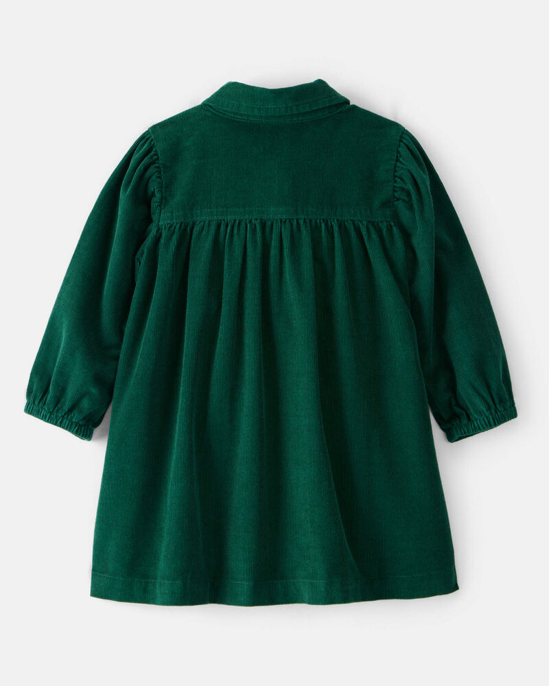 Baby Girl Corduroy Long-Sleeve Dress - Green, image 2 of 5 slides