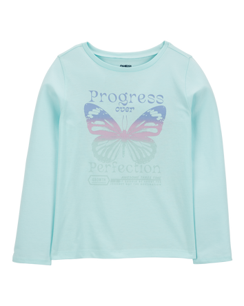 Kid Progress Over Perfection Long-Sleeve Shirt - Blue, 