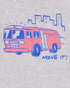 Toddler Firetruck Print Short-Sleeve Graphic Tee - Grey, image 2 of 3 slides