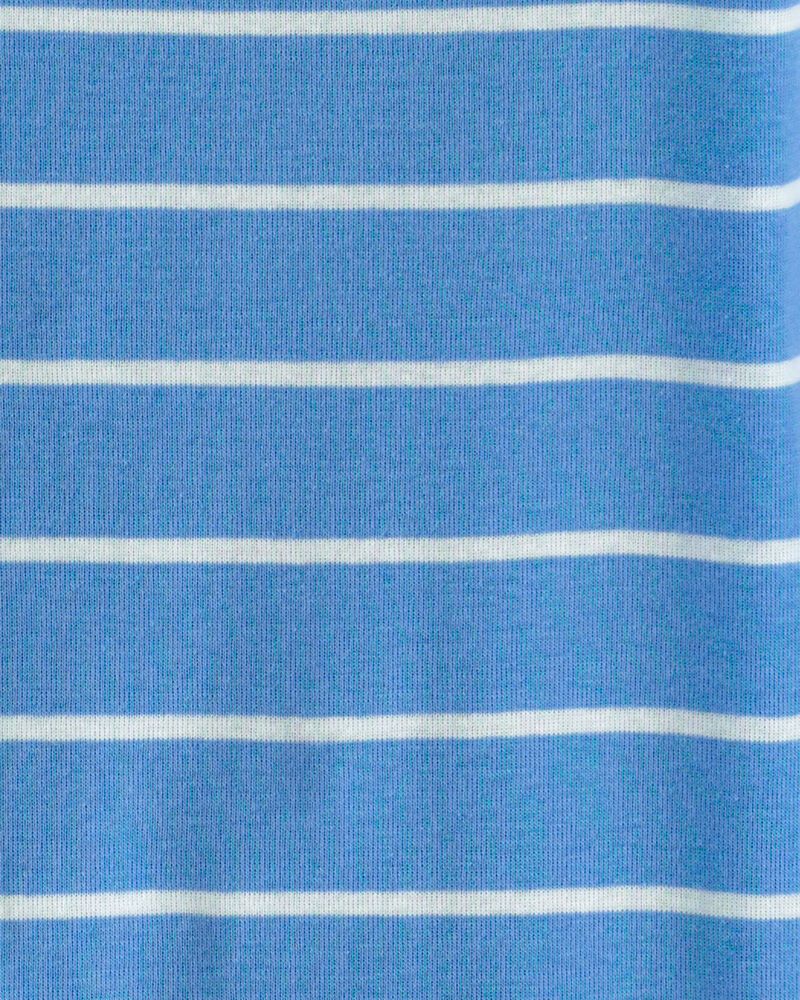 Toddler Boy PB&J Striped 100% Cotton Short-Sleeve Snug Fit 4-Piece Pyjama Set - Blue/Brown, image 3 of 4 slides