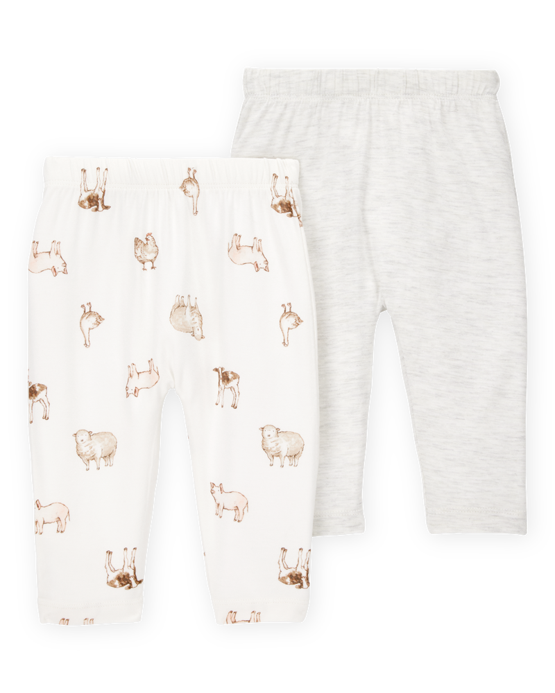 Bébé fille - Emballage de 2 pantalons à enfiler PurelySoft - Gris/Ivoire, image 1 sur 5 diapositives