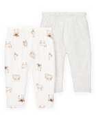 Bébé fille - Emballage de 2 pantalons à enfiler PurelySoft - Gris/Ivoire, image 1 sur 5 diapositives