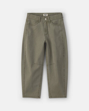 Girls Twill Barrel Jeans - Olive Green, 