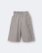 Toddler Girl Gingham Smocked Wide Leg Pant - Cream/Grey, image 6 of 7 slides