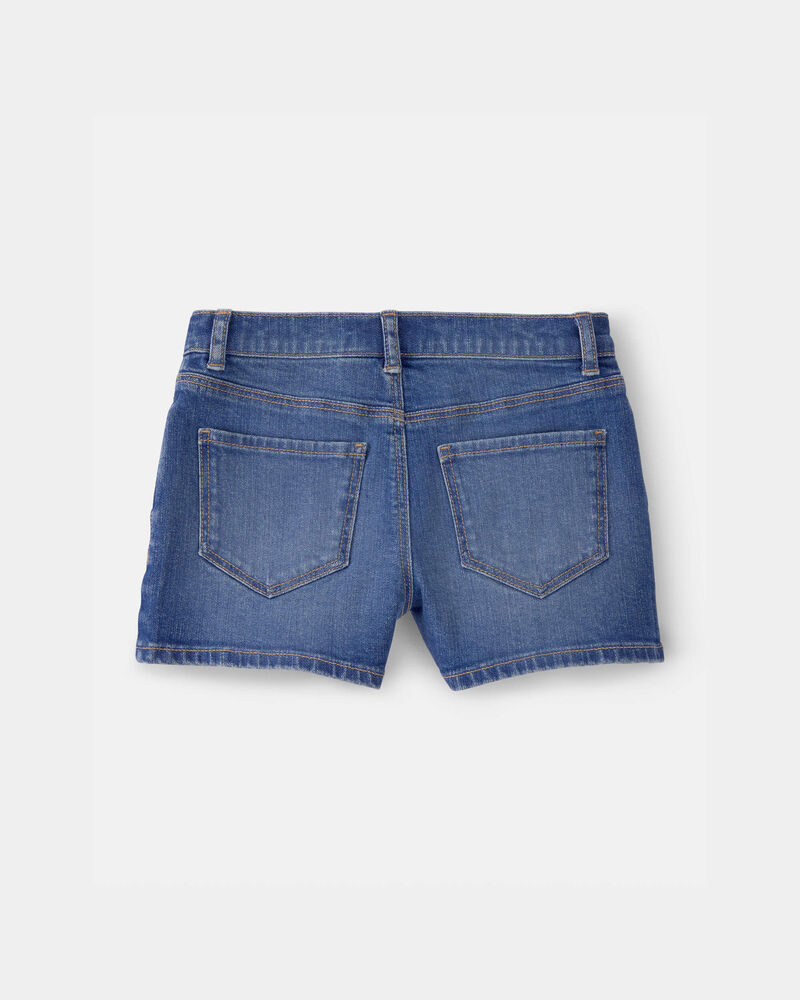 Filles - Short en denim brod&eacute;, floral - D&eacute;lav&eacute; moyen, image 3 sur 4 diapositives