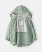 Toddler Boy Dinosaur Print Rain Jacket- Green , image 2 of 3 slides