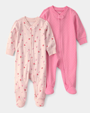 Baby Girl 2-Pack Strawberry Sleeper - Pink, 