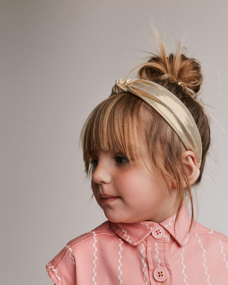 Toddler Girl Metallic Knotted Headband - Gold, image 3 of 5 slides