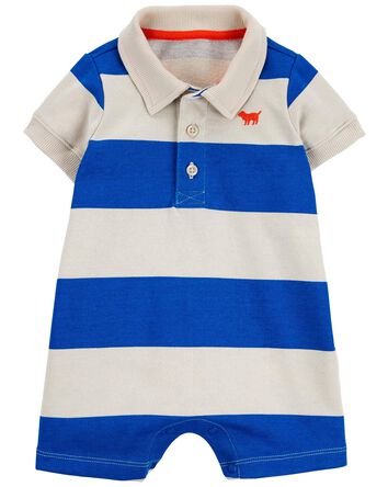 Rugby Striped Cotton Romper, 