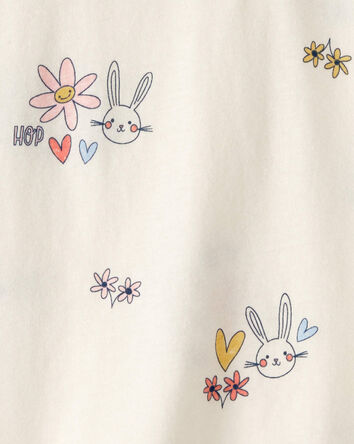 Tout-petit fille - Haut floral &agrave; motif de lapin de P&acirc;ques - Cr&egrave;me, 