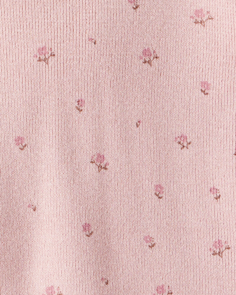 Toddler Girl 2-Piece Organic Cotton Sweater Knit Set in Blush Petals Print, image 3 of 5 slides