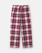 Kids Christmas Plaid Fleece Loose Fit Pyjama Bottoms - Red/Green, image 1 of 4 slides