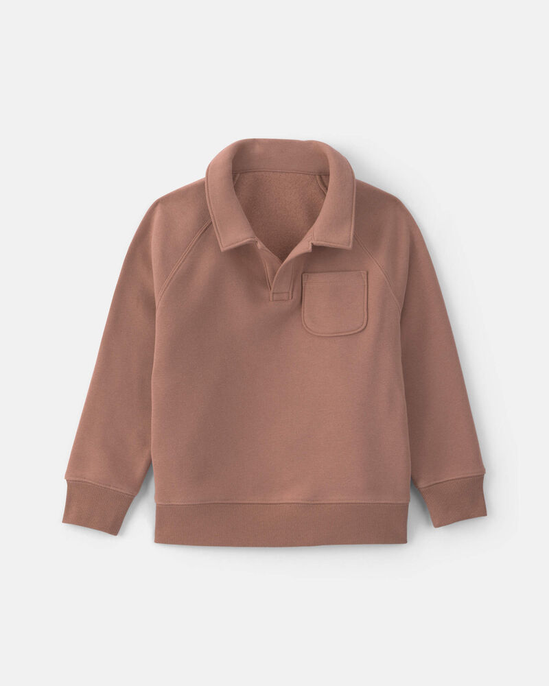 Boys Fleece Pullover Sweatshirt - Tan, image 1 of 3 slides