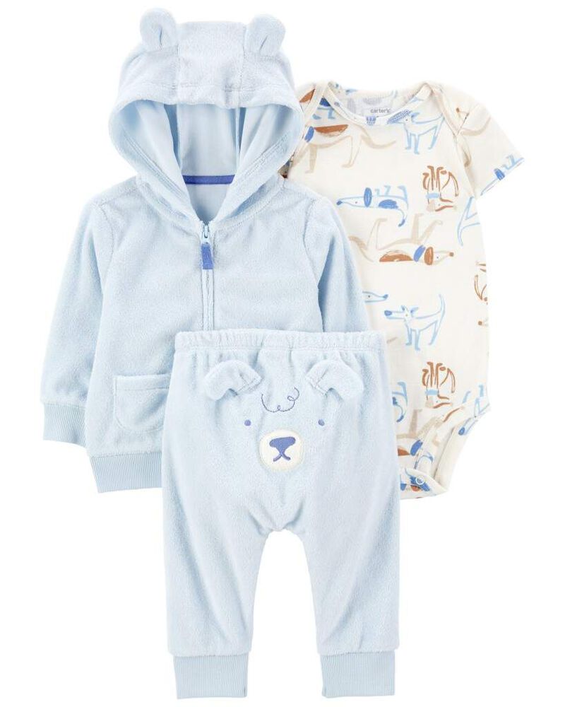 B&eacute;b&eacute; Ensemble 3 pi&egrave;ces veste Little &agrave; motif de chien, image 5 sur 5 diapositives