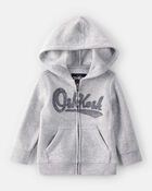 Baby Boy OshKosh Fleece  Logo Zip Jacket - Grey, image 1 of 3 slides