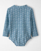 Baby Girl Recycled Long-Sleeve Rashguard Swimsuit in Bloom Lagoon Print, image 2 of 5 slides