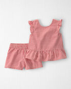Toddler Girl 2-Piece Top & Short Set Made with Organic Cotton, image 1 of 6 slides