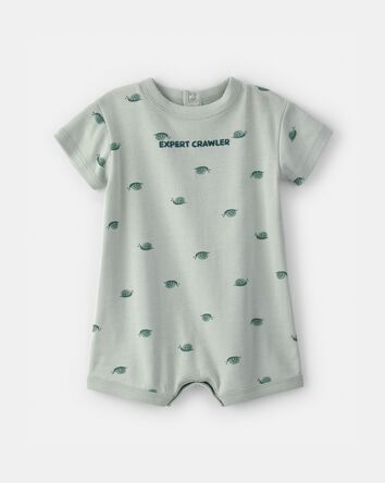 Baby Boy Snail Short-Sleeve Romper - Green, 