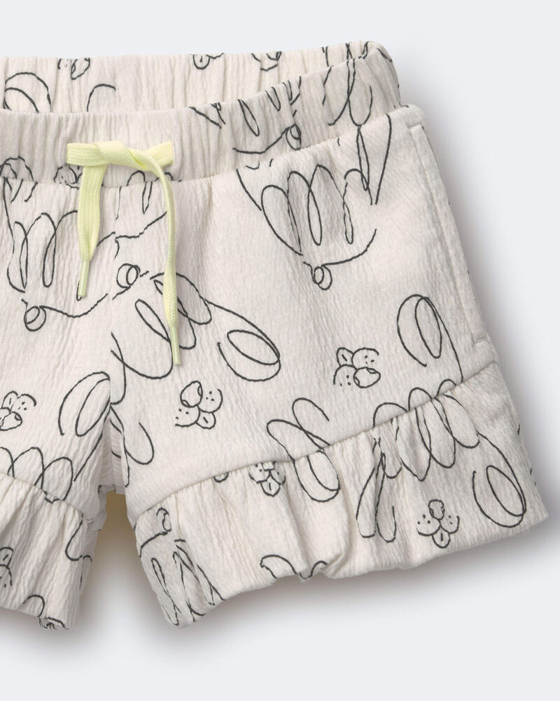 Toddler Girl Ruffle Butterfly Shorts in Dog Print - Cream, image 3 of 3 slides