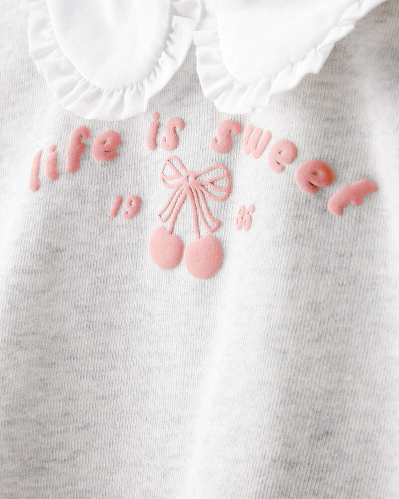Toddler Girl Life Is Sweet French Terry Short-Sleeve Top - Grey, image 3 of 5 slides