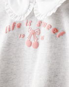 Toddler Girl Life Is Sweet French Terry Short-Sleeve Top - Grey, image 3 of 5 slides