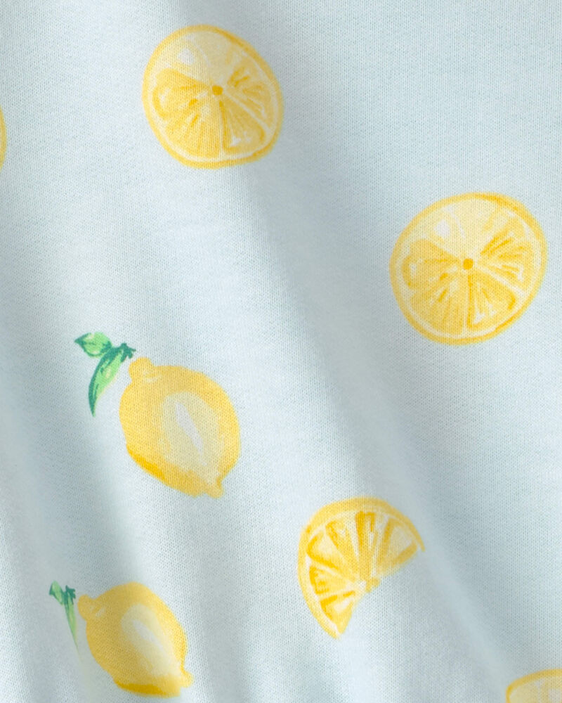 Girls Lemon French Terry Dress - Green/Yellow, image 3 of 4 slides