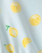 Girls Lemon French Terry Dress - Green/Yellow, image 3 of 4 slides