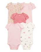 Baby Girl 5-Pack Floral Bunny Short-Sleeve Cotton Bodysuits, image 1 of 8 slides