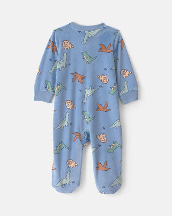 Baby Boy Dinosaur 2-Way Zip DreamPlush Sleeper - Blue, 