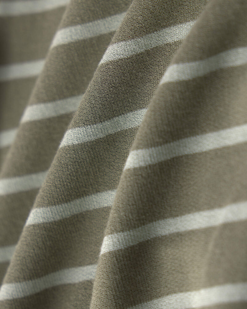 Baby Boy Striped PurelySoft&trade; Long-Sleeve Jumpsuit - Olive Green, image 3 of 6 slides