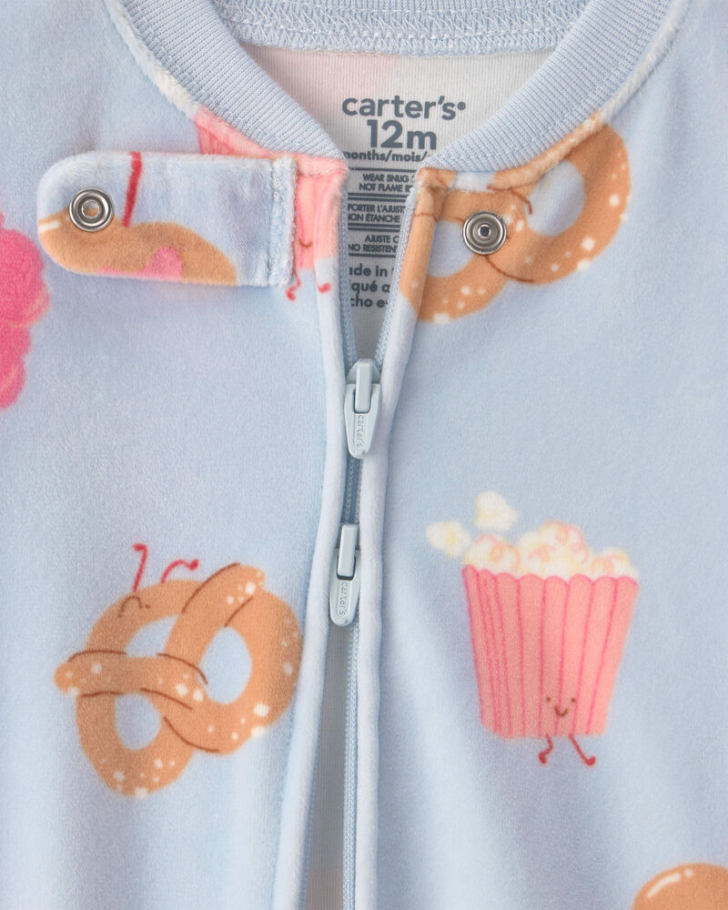 Baby Girl 1-Piece Festival Treats 2-Way Zip DreamPlush Snug Fit Footed Pyjama - Blue, image 4 of 5 slides