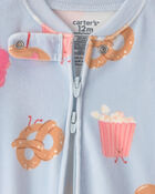 Baby Girl 1-Piece Festival Treats 2-Way Zip DreamPlush Snug Fit Footed Pyjama - Blue, image 4 of 5 slides