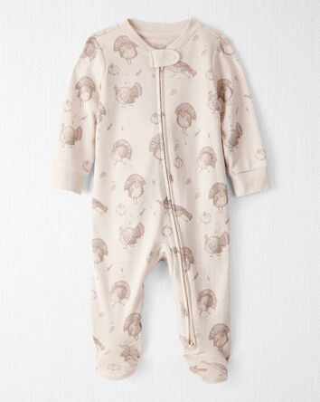 Baby Organic Cotton Sleep & Play Pyjamas in Autumn Grove Print, 