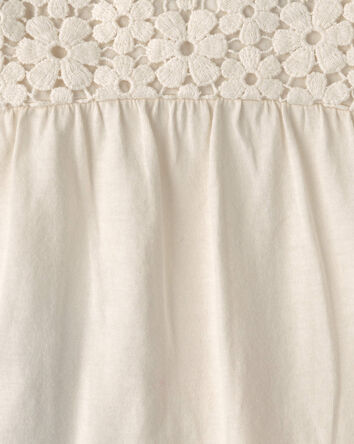 Baby Girl 2-Piece Eyelet Bodysuit & Pant Set - Cream/Blue, 