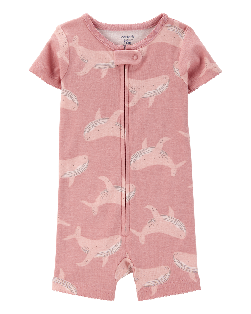 Baby Whale Print Snug Fit Cotton 1-Piece Pyjamas, image 1 of 4 slides