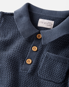 Toddler Organic Cotton Crotchet Knit Polo Shirt, image 2 of 4 slides