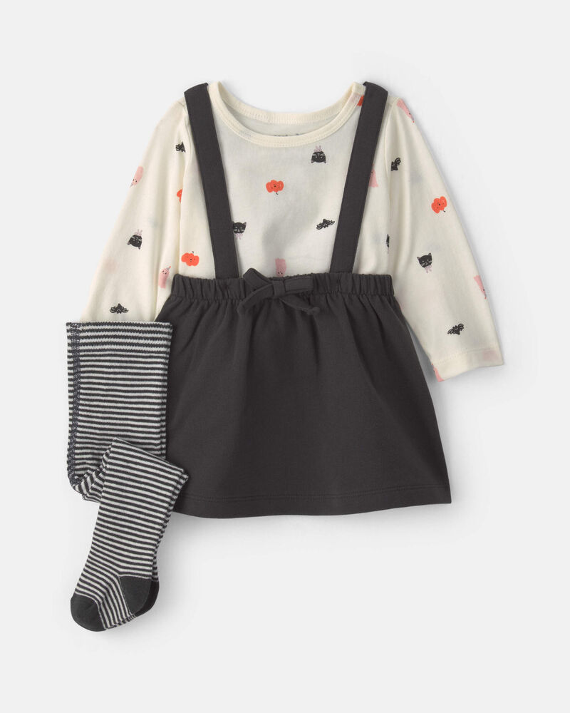 Baby Girl 3-Piece Halloween Long-Sleeve Dress Set - Black, image 1 of 6 slides