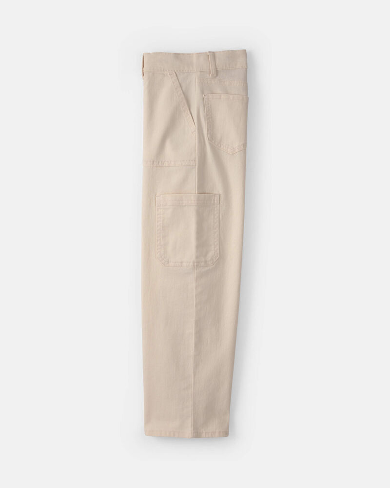 Girls Straight-Leg Cargo Jeans - Cream, image 3 of 5 slides