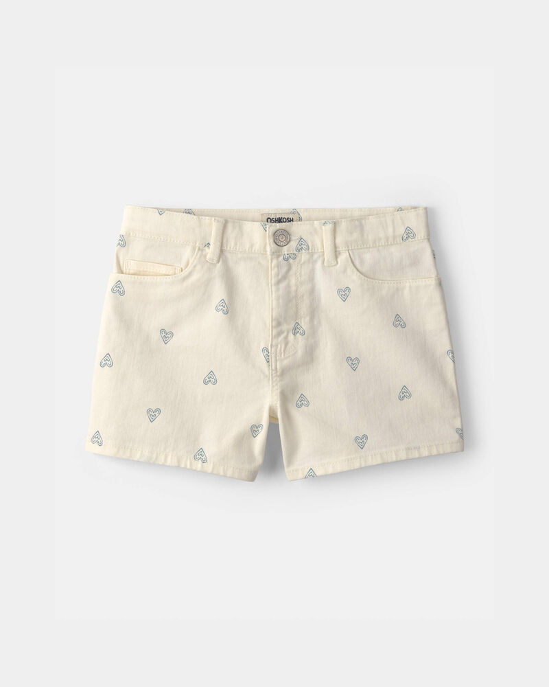 Girls Heart Denim Shorts - White, image 1 of 4 slides
