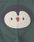 B&eacute;b&eacute; gar&ccedil;on - Ensemble 3 pi&egrave;ces cache-couches manches longues et pantalon &agrave; motif pingouin &ndash; Vert/Gris/Cr&egrave;me, image 4 sur 5 diapositives
