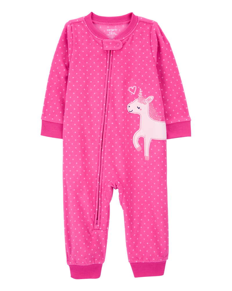 Toddler 1-Piece Unicorn Fleece Footless Pyjamas, image 1 of 4 slides