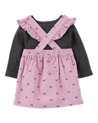 Baby 2-Piece Tee & Bow Corduroy Jumper & Tights Set, image 2 of 6 slides