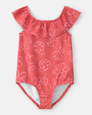 Toddler Girl  Girl Floral 1-Piece Swimsuit - Red, 