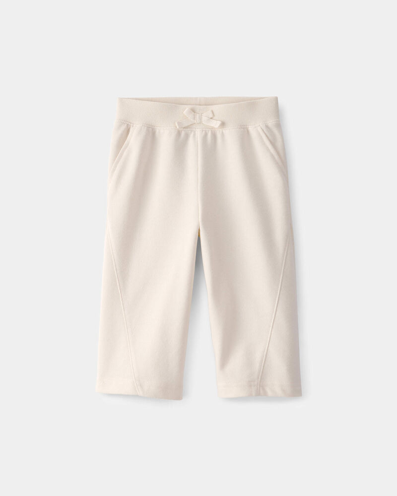 B&eacute;b&eacute; fille - Pantalon de sport &agrave; jambe large en jersey bouclette - Ivoire, image 1 sur 3 diapositives
