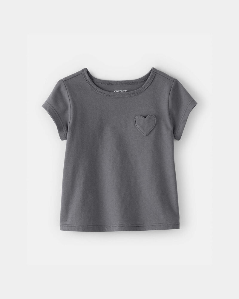 Baby Girl Heart Pocket Top - Grey, image 1 of 3 slides