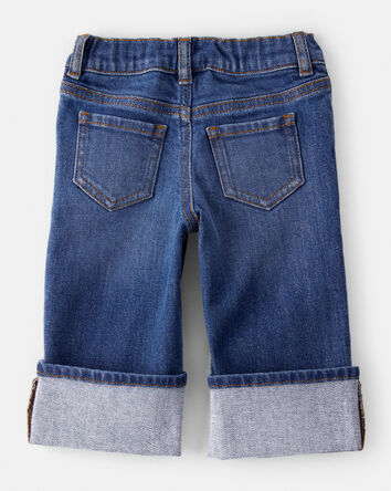 Baby Girl Denim Wide-Leg Cuff Jeans - Blue, 