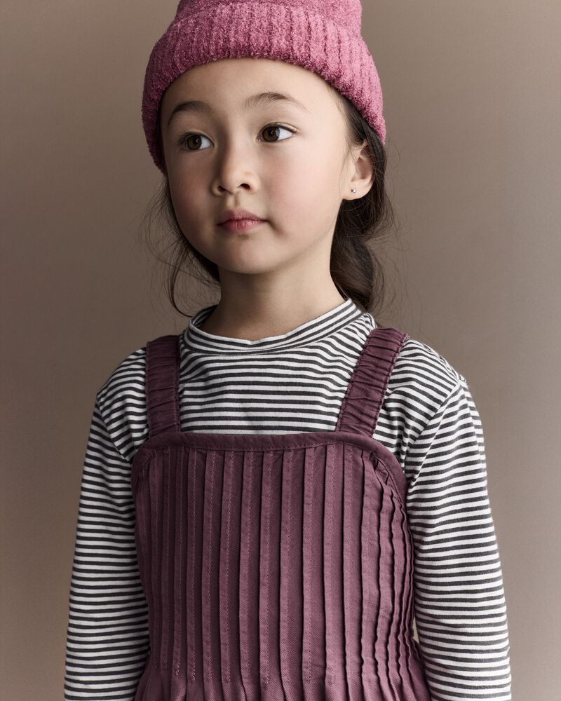 Toddler Girl Pleated Overalls - Mauve, image 4 of 6 slides