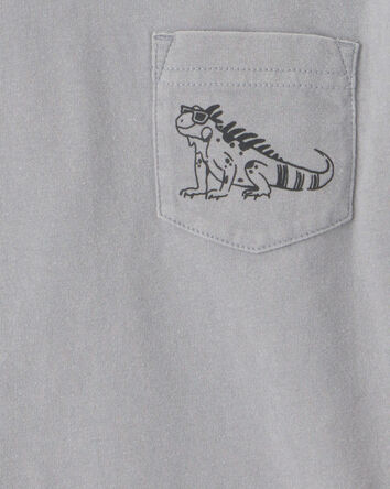 Tout-petit gar&ccedil;on - T-shirt &agrave; imprim&eacute; de l&eacute;zard sur la poche - Gris, 