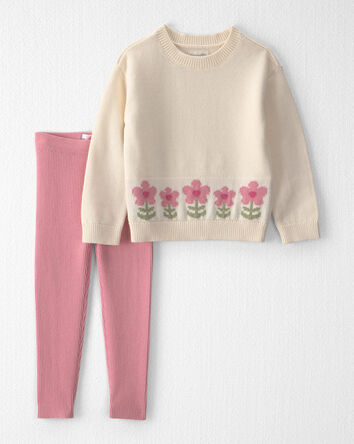 Toddler Girl 2-Piece Organic Cotton Sweater Knit Top & Pant Set, 