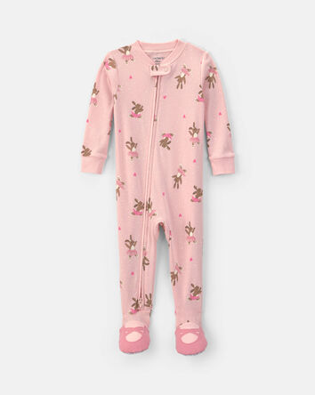 Toddler Girl Ballerina Bunny Cotton Snug Fit 1-Piece Pyjama - Pink, 